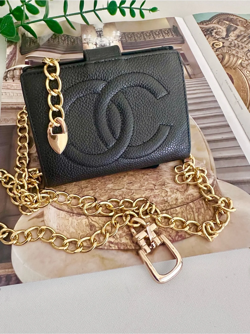 Chanel Caviar Mini Wallet with Chain Belt